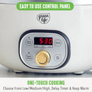 GreenLife 6 Quart Non-Stick Family Meal Slow Cooker with Removable Pot - Cream