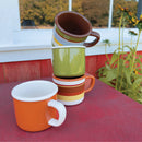 Set of 2 Stoneware Camper Mugs - Orange/Green