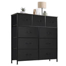 9-Drawer Fabric Dresser Storage Chest - Black