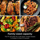 Sizzle 4-6 Serving Indoor Electric Grill W/ Nonstick Grill Plate Edge-to-Edge Heating GR100