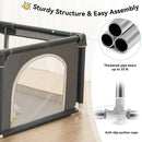 71"x59" 4-Panel Baby Playpen Spacious & Secure Foldable Playard Gray