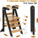 Toddler Tower, Foldable Step Stool for Toddlers, Toddler Kitchen Stool Helper with 3 Adjustable Height Safty Rail and Anti-Tip Structure, Learning Tower for Toddlers Baby Kids