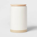 Large Stoneware Canister with Wood Lid - Cream