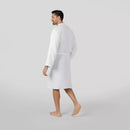 Adult Muslin Bathrobe 100% Cotton Robe with 4-Layer Absorbent Muslin Fabric - White (Large/X Large)