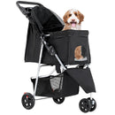 3 Wheel Pet Stroller for Dogs and Cats - Matte Black