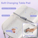 Folding Baby Changing Table with Bathtub and Universal Wheels