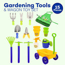 15 Piece Gardening Tools & Wagon Toy Set, Outdoor Toys for Kids