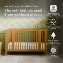 Rolli 9-in-1 Convertible All-Stages Crib with Bassinet & Toddler Bed Conversion Kits - Honey