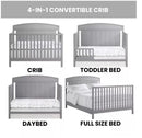Oxford Baby Baldwin 4-In-1 Convertible Crib - Dove Gray