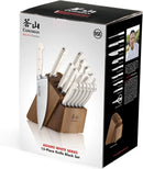 Adams Series German Steel Forged 15-Piece Knife Block Set, White