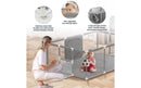 4-Panel Baby Playpen Portable Playard with Basketball Hoop - Gray