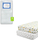 Delta Children Twinkle Galaxy Dual Sided Recycled Fiber Core Crib and Toddler Mattress Fitted Crib Sheets for Girls and Boys (Pack of 2), Safari Friends (Bundle) Crib Mattress + Sheet Safari Friends