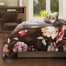Bebejan Floral Garden Comforter Set - Mocha - Queen - 5 Piece