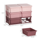 Qaba 3 Tier Kids Storage Unit, 6 Drawer -Pink