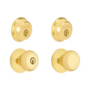 Schlage Plymouth Bright Brass Knob and Double Cylinder Deadbolt 1-3/4 in.