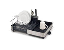 Extend Steel Expandable Dish Rack with Draining Spout - Gray: Stainless Steel & Plastic Drying Rack