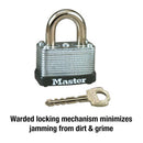 Master Lock 1-1/2 in. W Laminated Steel Warded Locking Warded Padlock, Pack of 4