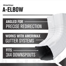 Amerimax 2.8 in. H X 4.18 in. W X 11.5 in. L White Aluminum A Gutter Elbow