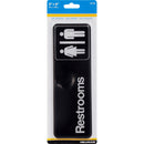 HILLMAN English Black Restroom Plaque 3 in. H X 9 in. W, Pack of 6
