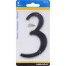 HILLMAN 4 in. Black Plastic Nail-On Number 3 1 pc, Pack of 10