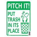 HILLMAN English White Garbage Sign 14 in. H X 10 in. W, Pack of 6