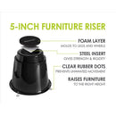 Slipstick Plastic Bed Risers Black Round 7.25 in. W 4 pk, Pack of 4