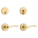 Kwikset Sedona Transitional Satin Brass Lever and Single Cylinder Deadbolt KW1 1-3/4 in.