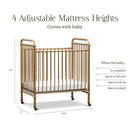 Abigail 3-in-1 Convertible Mini Crib - Vintage Gold