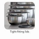 14-Piece Covered Stainless-Steel Mixing Bowl Set - Grey
