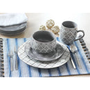 16-Piece Stoneware Morocco Dinnerware Set - Gray