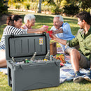 50 QT Rotomolded Cooler Insulated Portable Ice Chest With Integrated Cup Holders-Gray