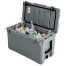 50 QT Rotomolded Cooler Insulated Portable Ice Chest With Integrated Cup Holders-Gray