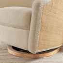 Madison Swivel Glider - Ivory Boucle and Cane/Light Wood Base
