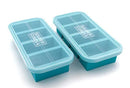 1-Cup Silicone Freezing Tray - Freeze and Store Food in 1-Cup Portions - Aqua 2-Pack with Lids