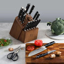 Alps Series German Steel Forged 17-Piece Knife Block Set, Acacia (Black)