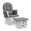 Storkcraft Premium Hoop Glider and Ottoman (White Base, Gray Cushion)