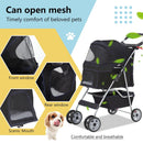 Pet Stroller 4-Wheel Dog Cat Stroller - Dark Black