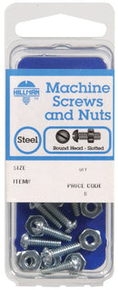 HILLMAN No. 10-32 in. X 1-1/4 in. L Slotted Round Head Zinc-Plated Steel Machine Screws 1 pk, Pack of 10