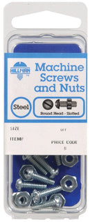 HILLMAN No. 10-32 in. X 2 in. L Slotted Round Head Zinc-Plated Steel Machine Screws 1 pk, Pack of 10