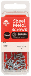 HILLMAN No. 6 Ga. X 1-1/2 in. L Phillips Flat Head Sheet Metal Screws 1 pk, Pack of 10