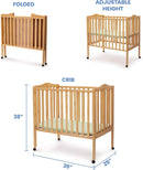 Folding Portable Mini Baby Crib - Natural Wood