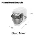 Electric Stand Mixer, 4 Quarts, Dough Hook, Flat Beater Attachments, Splash Guard 7 Speeds with Whisk - White