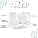 Piper 4-in-1 Convertible Mini Crib - White