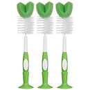 Baby Bottle Brush with Nipple Cleaner and Suction Cup Stand, White (Pack of 3)