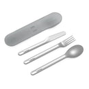 Reusable Stainless Steel 3pc Travel Utensil Set - Gray