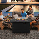 52 Inches Outdoor Wicker Gas Fire Pit Propane Fire Table With Cover-Black