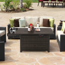 52 Inches Outdoor Wicker Gas Fire Pit Propane Fire Table With Cover-Brown