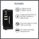 All-in-One Travel Adapter with USB Ports - Black