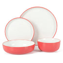 16pc Two Tone Porcelain Dinnerware Set - Red/White