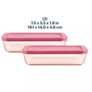 Glass Lidded Rectangle Storage Set - Pink